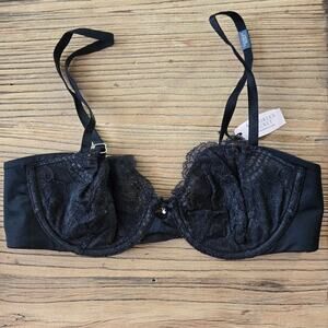 Victoria's Secret Unlined Demi Black Lace Bra sz 34B